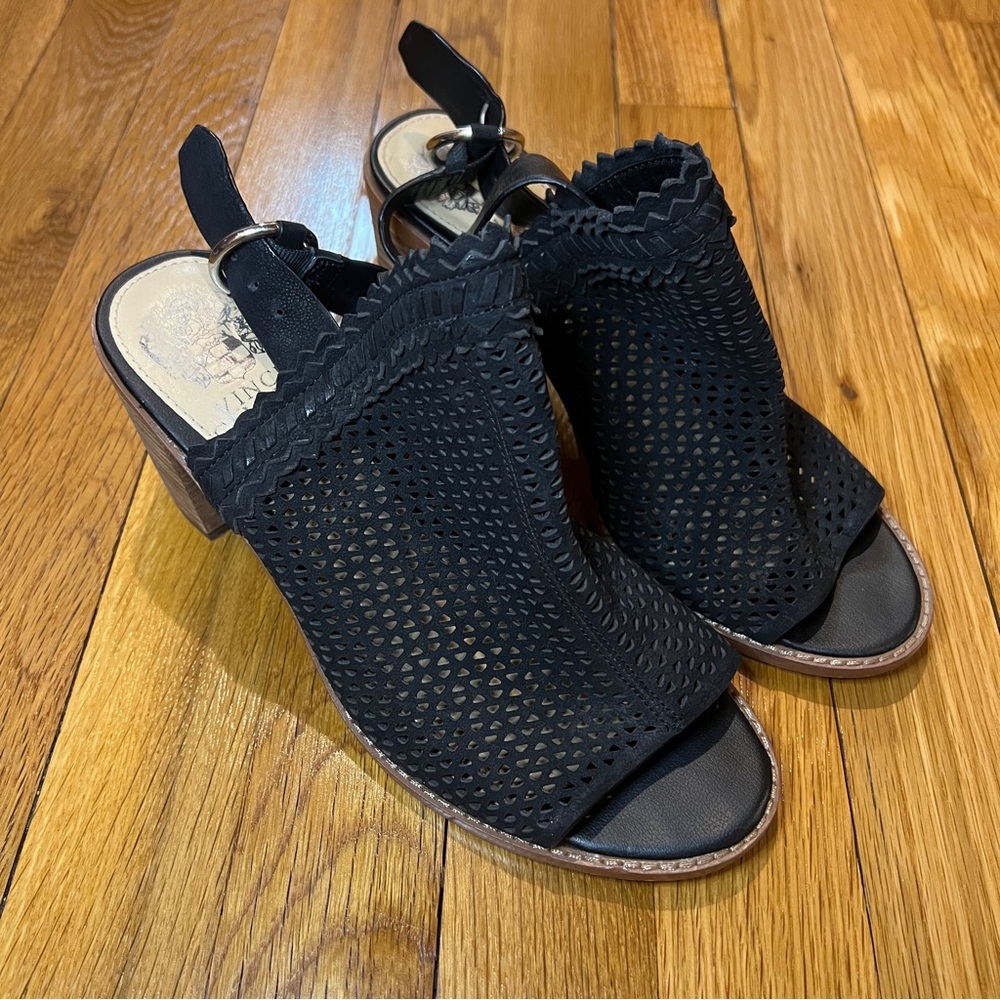 Black Perforated Mesh Women's heels
